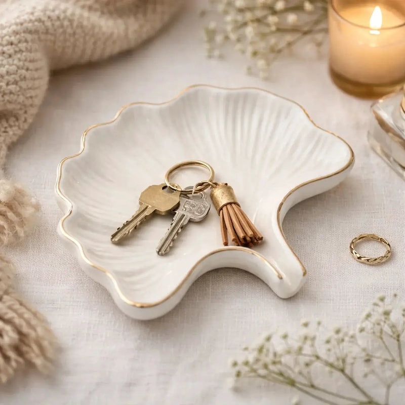 Soap Dish - Ceramic Golden Leaf by House Of Avana