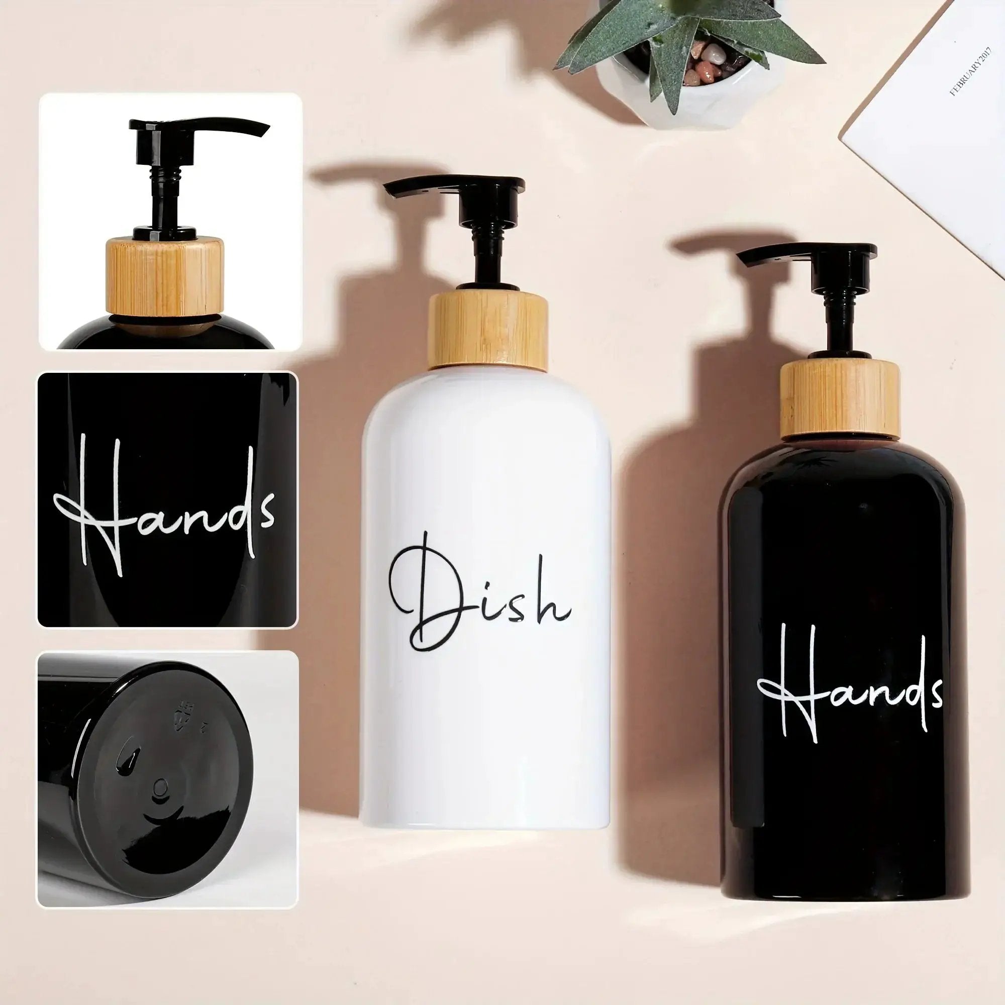 Soap Dispenser - Plastic Black & White 500ml by House Of Avana