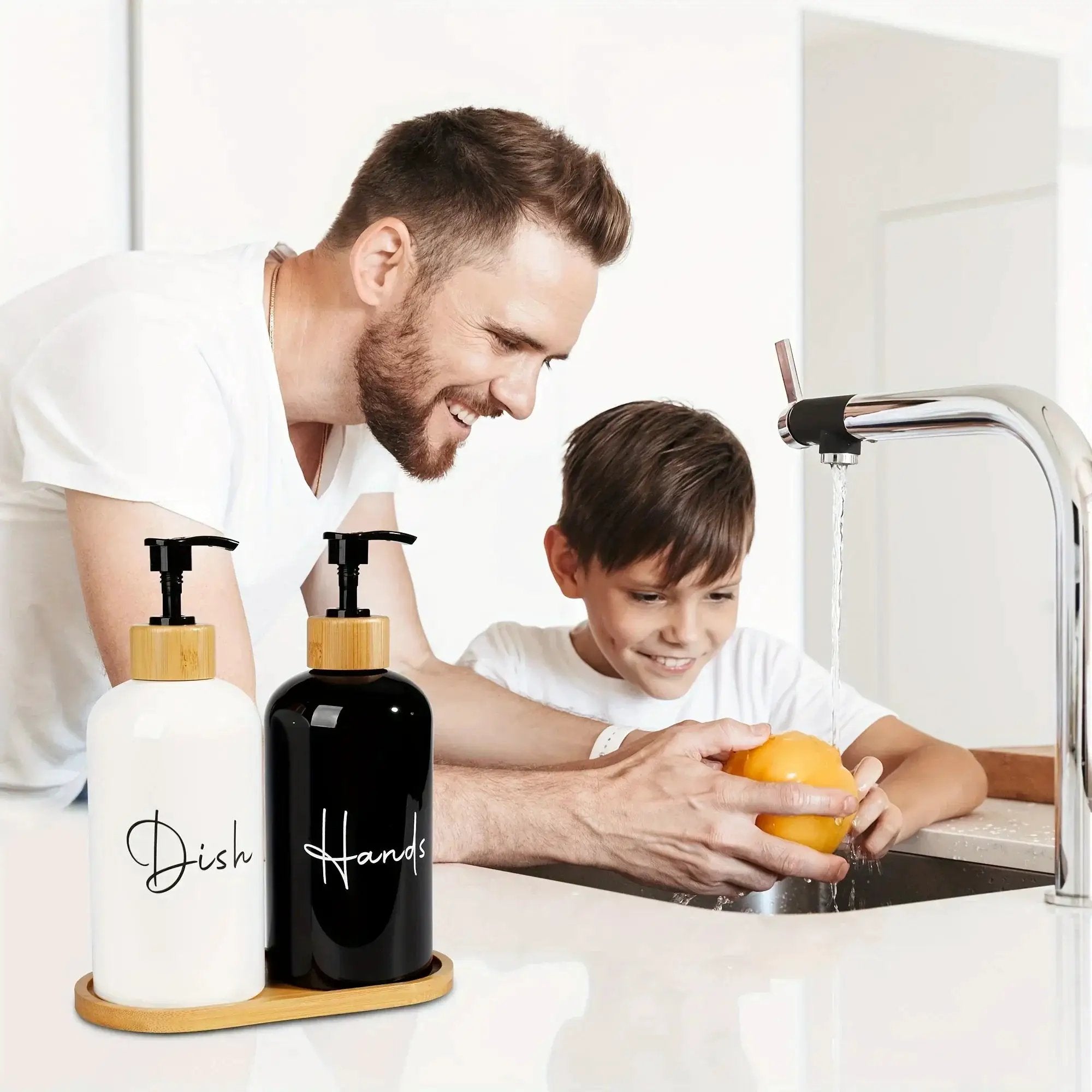 Soap Dispenser - Plastic Black & White 500ml by House Of Avana