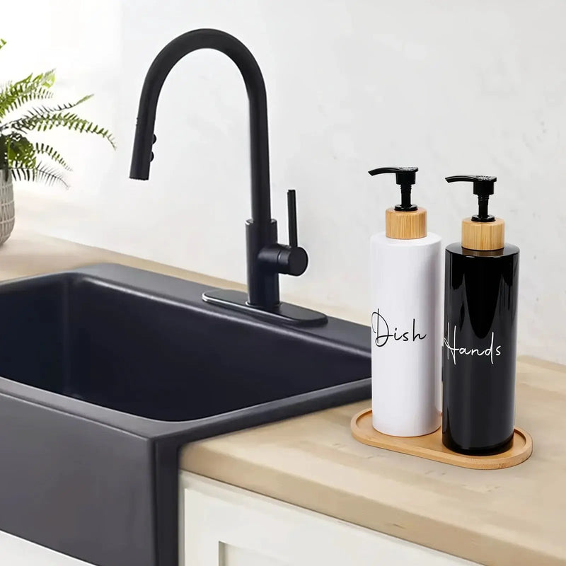 Soap Dispenser - Refillable Black Plastic by House Of Avana