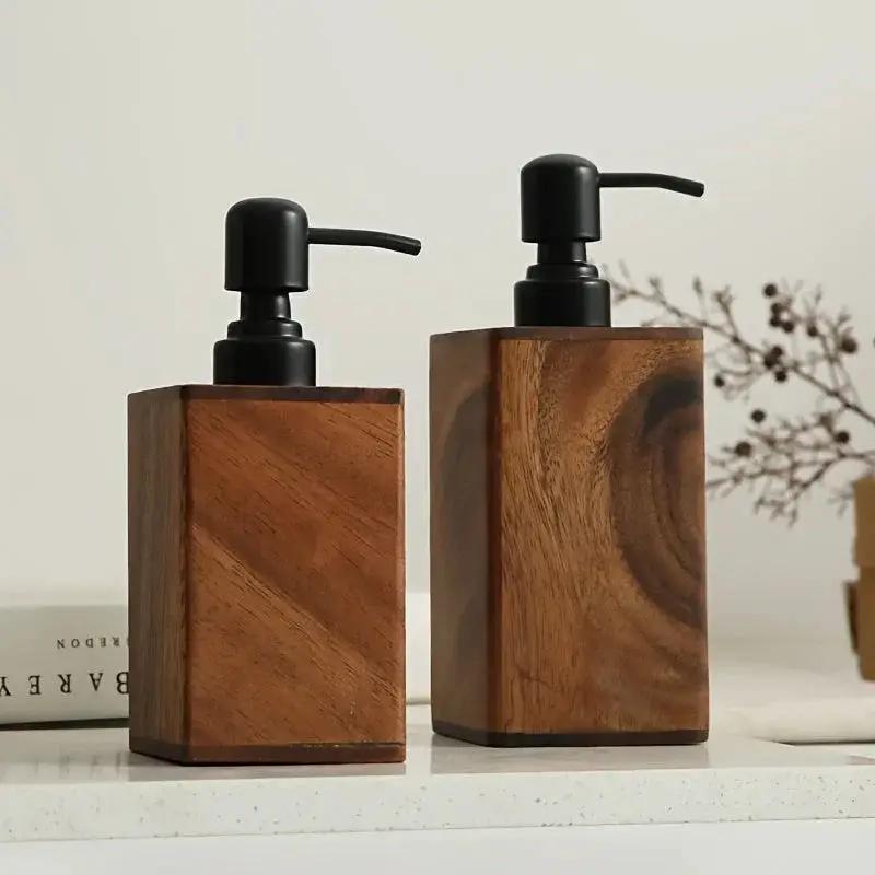 Soap Dispenser - Stainless Steel Wooden 6.76oz by House Of Avana