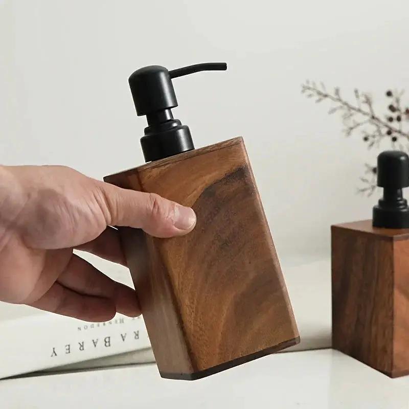 Soap Dispenser - Stainless Steel Wooden 6.76oz by House Of Avana