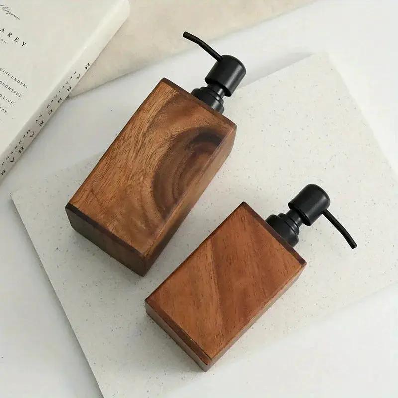 Soap Dispenser - Stainless Steel Wooden 6.76oz by House Of Avana