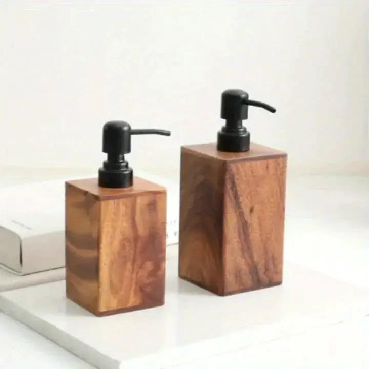 Soap Dispenser - Stainless Steel Wooden 6.76oz by House Of Avana