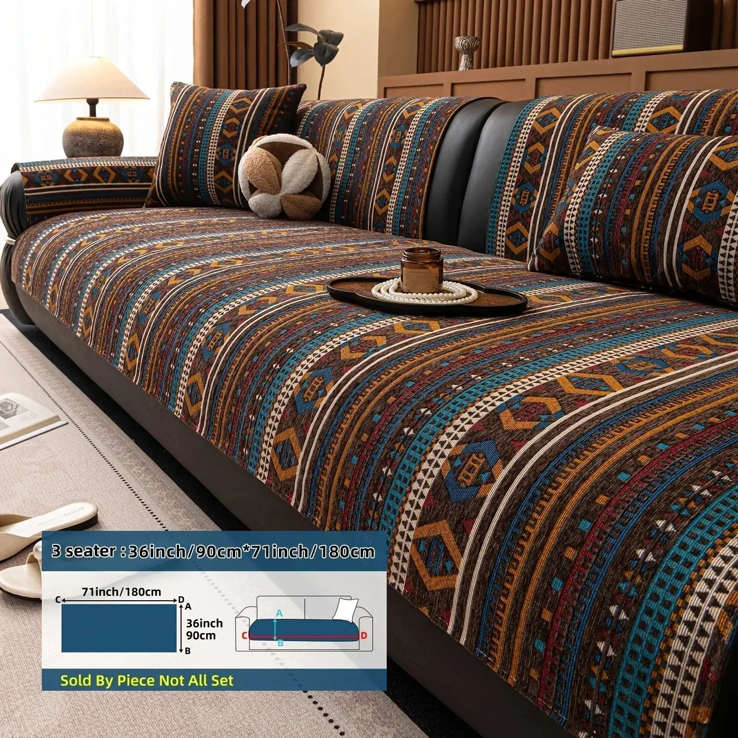 Sofa Cushion - Non-slip Chenille Geometric Multi-size by House Of Avana