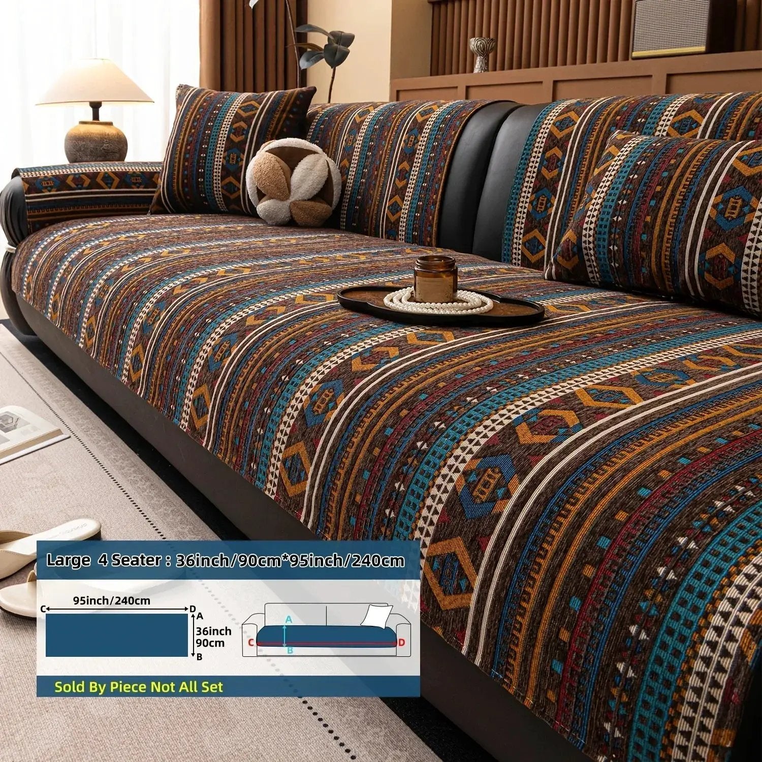 Sofa Cushion - Non-slip Chenille Geometric Multi-size by House Of Avana
