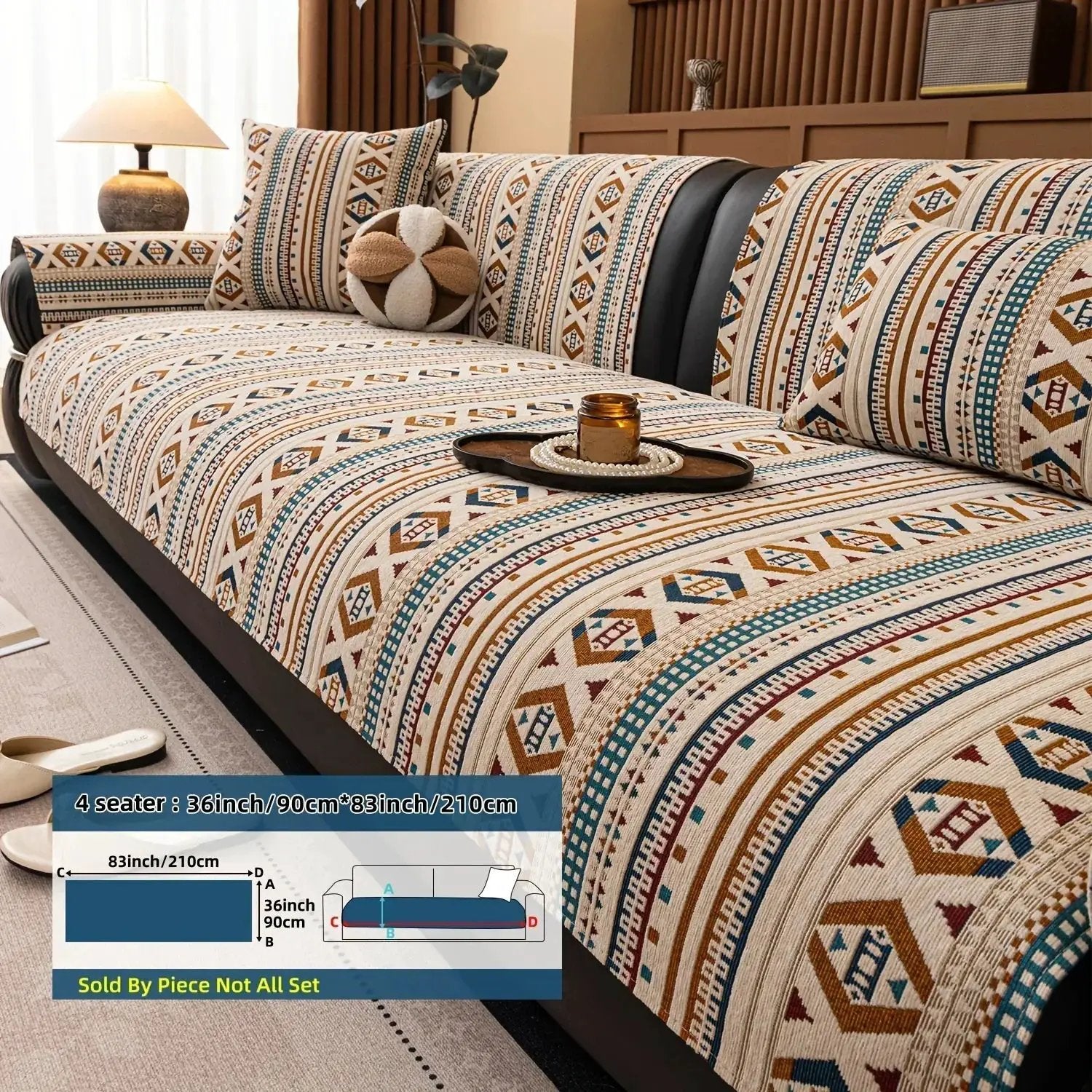 Sofa Cushion - Non-slip Chenille Geometric Multi-size by House Of Avana