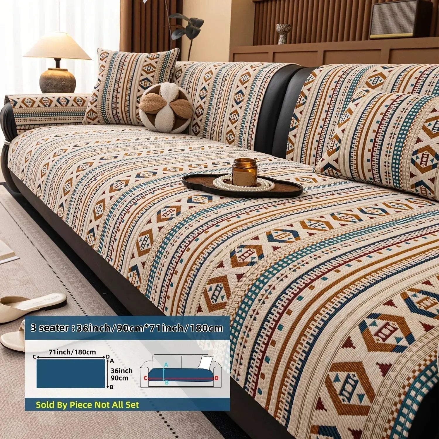 Sofa Cushion - Non-slip Chenille Geometric Multi-size by House Of Avana