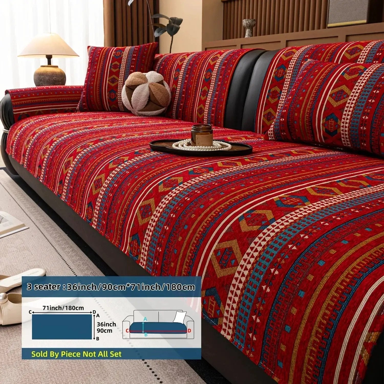 Sofa Cushion - Non-slip Chenille Geometric Multi-size by House Of Avana