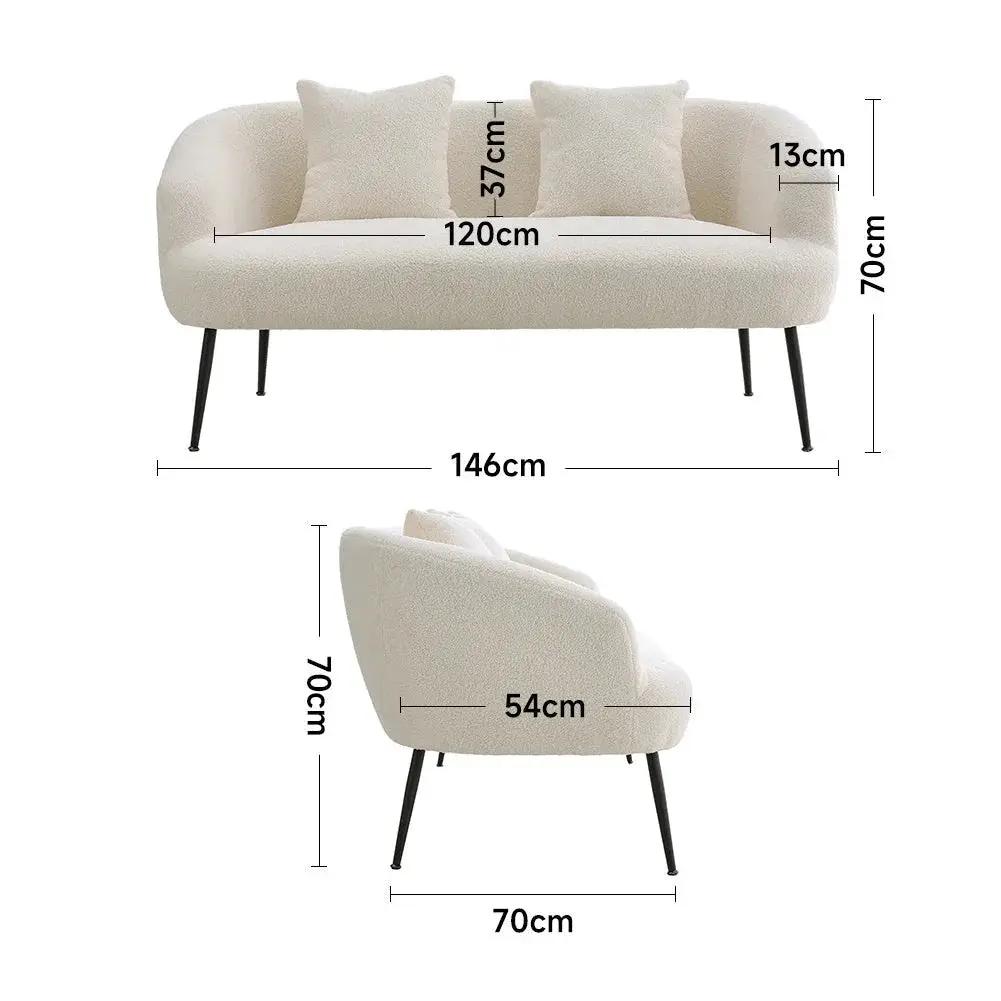Sofa - Leather White 2-Seater by House Of Avana