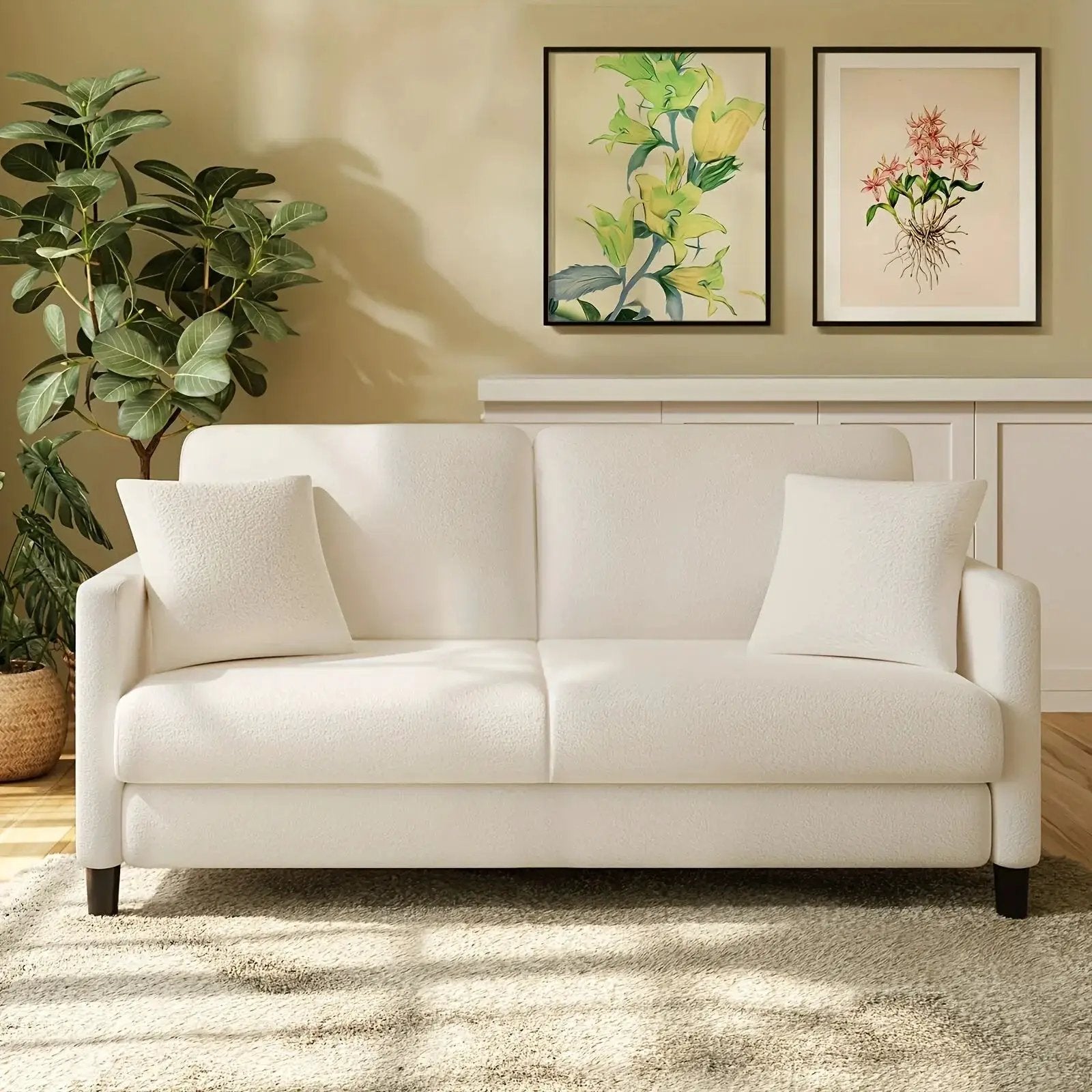 Sofa - Mid-Century White 3-Seater by House Of Avana