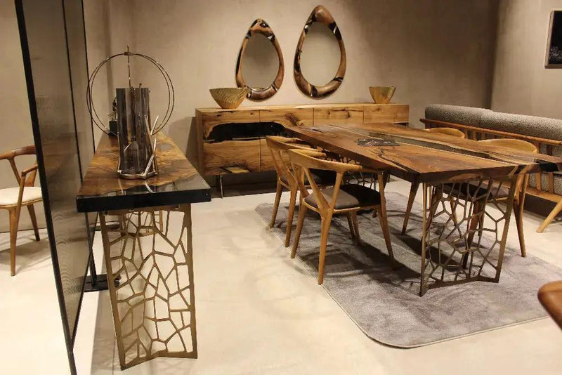 Walnut wood and resin sofa & entry table | Voronoi collection by Gizz