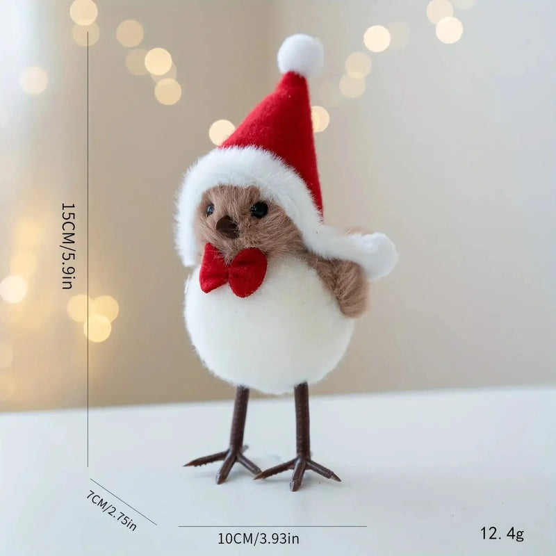 Soft Fabric Plush Bird Ornaments with Santa Hats - 3 Piece Set by House Of Avana