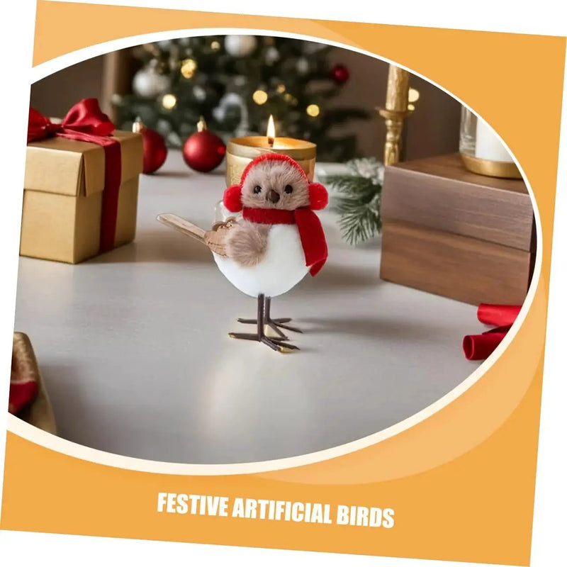 Soft Fabric Plush Bird Ornaments with Santa Hats - 3 Piece Set by House Of Avana