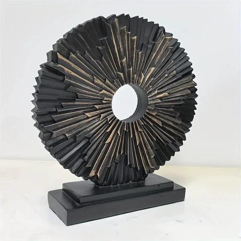 Abstract Sunburst Decorative Sculpture with Stand by House Of Avana