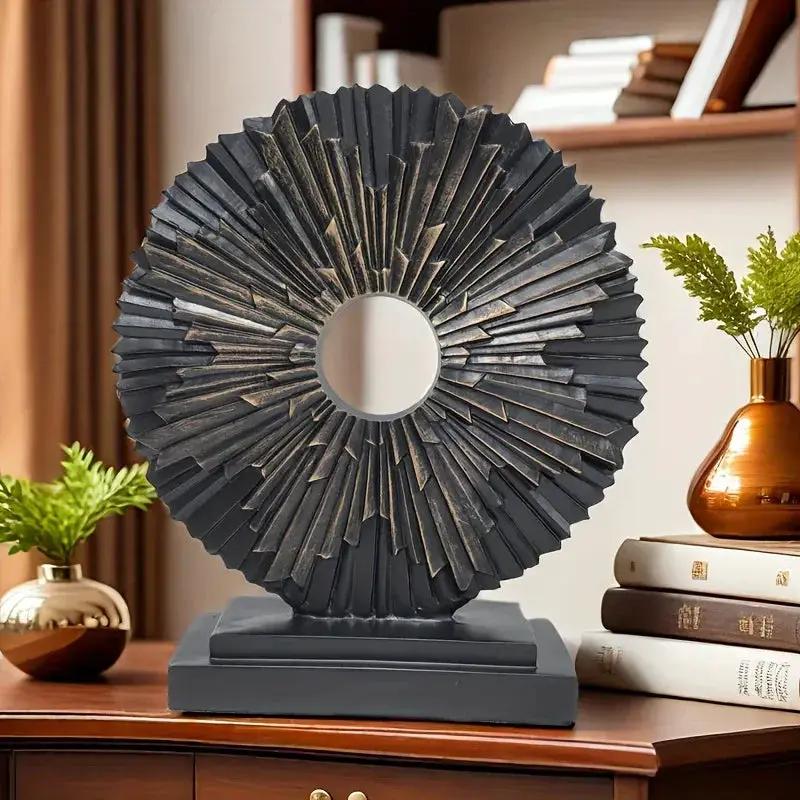 Abstract Sunburst Decorative Sculpture with Stand by House Of Avana