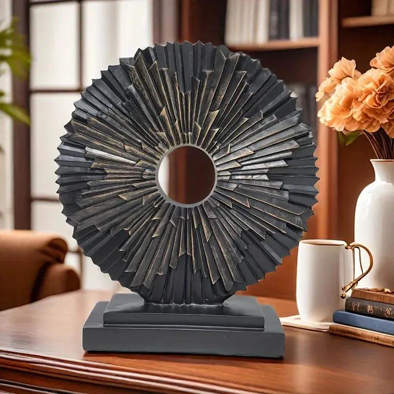 Abstract Sunburst Decorative Sculpture with Stand by House Of Avana