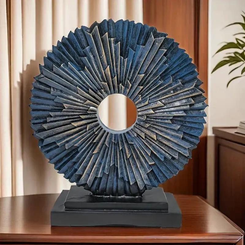 Abstract Sunburst Decorative Sculpture with Stand by House Of Avana