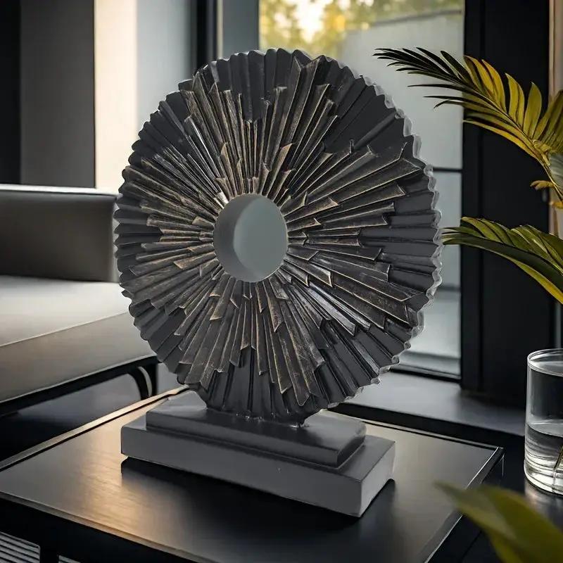 Abstract Sunburst Decorative Sculpture with Stand by House Of Avana