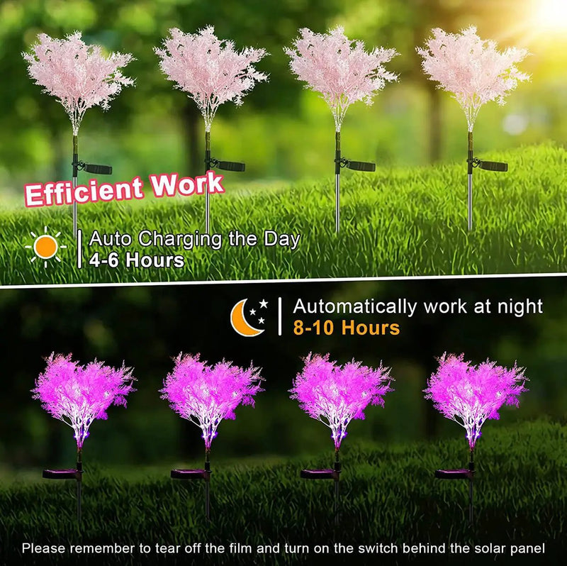 Solar Flowers Pink Rime Flower Design, Solar Powered Flowers Light Dusk to Dawn 2-Pack by Outdoor Solar Outlet