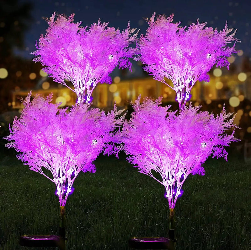 Solar Flowers Pink Rime Flower Design, Solar Powered Flowers Light Dusk to Dawn 2-Pack by Outdoor Solar Outlet