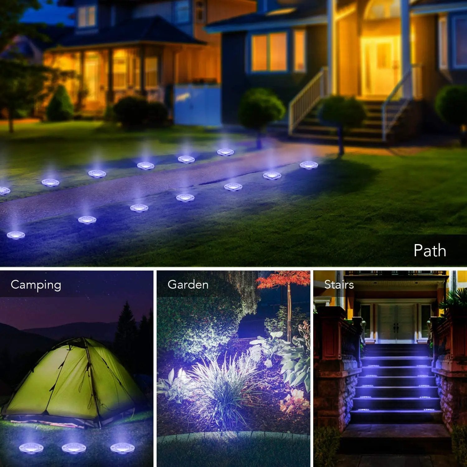LumenX Solar Garden Disk Lights 16LED Solar Ground Lights Underground Lights,4 Pack-20 Lumen by Outdoor Solar Outlet