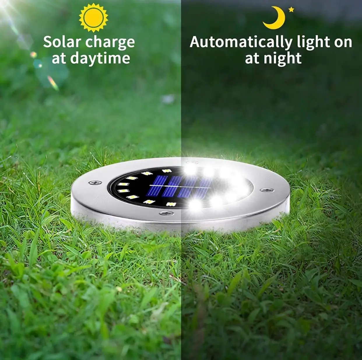 LumenX Solar Garden Disk Lights 16LED Solar Ground Lights Underground Lights,4 Pack-20 Lumen by Outdoor Solar Outlet