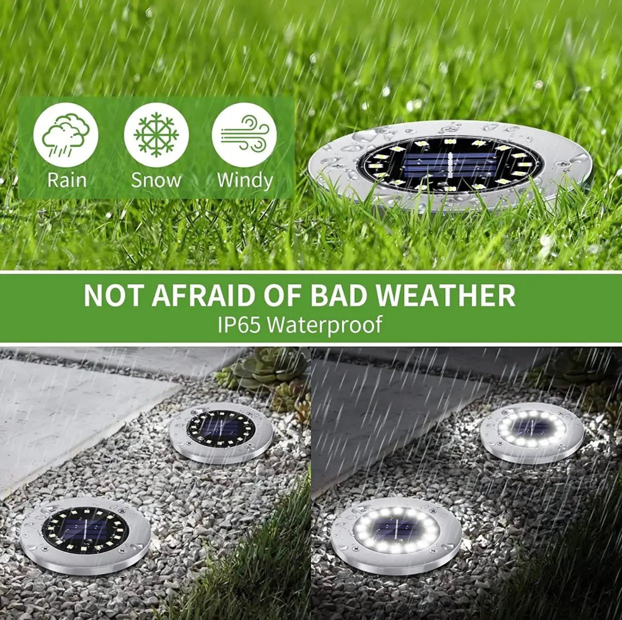 LumenX Solar Garden Disk Lights 16LED Solar Ground Lights Underground Lights,4 Pack-20 Lumen by Outdoor Solar Outlet