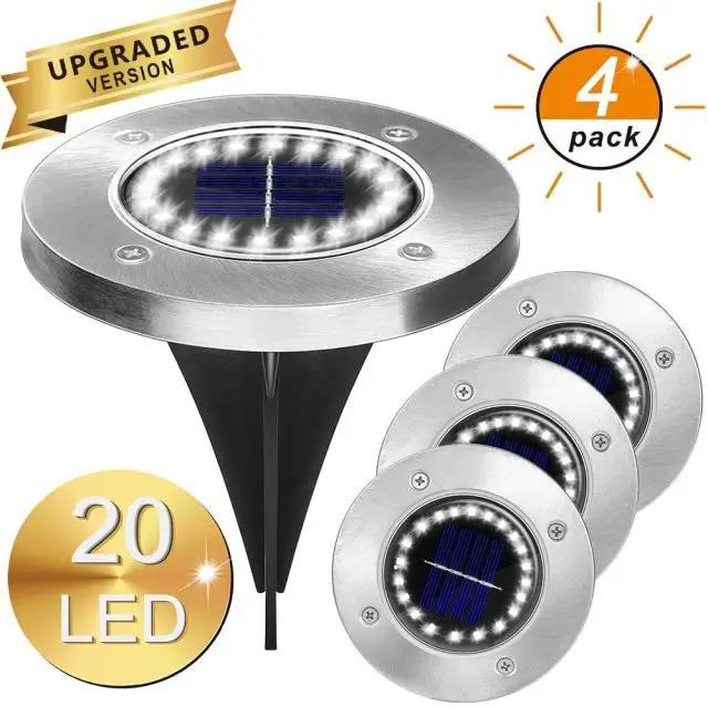 LumenX Solar Garden Disk Lights 16LED Solar Ground Lights Underground Lights,4 Pack-20 Lumen by Outdoor Solar Outlet