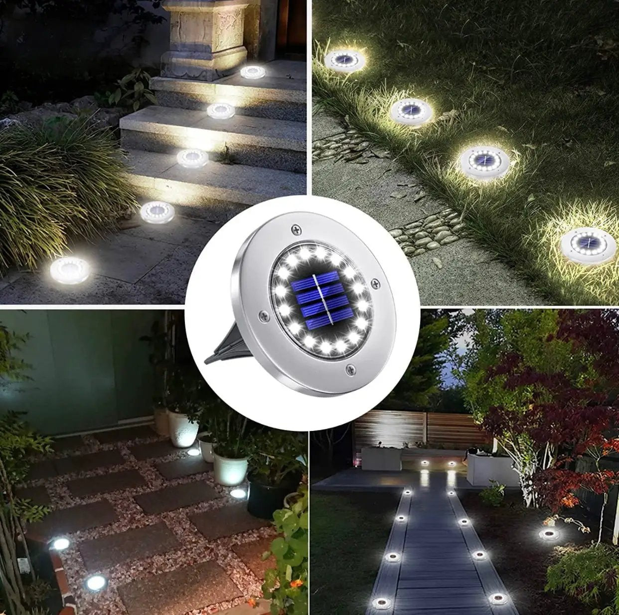 LumenX Solar Garden Disk Lights 16LED Solar Ground Lights Underground Lights,4 Pack-20 Lumen by Outdoor Solar Outlet