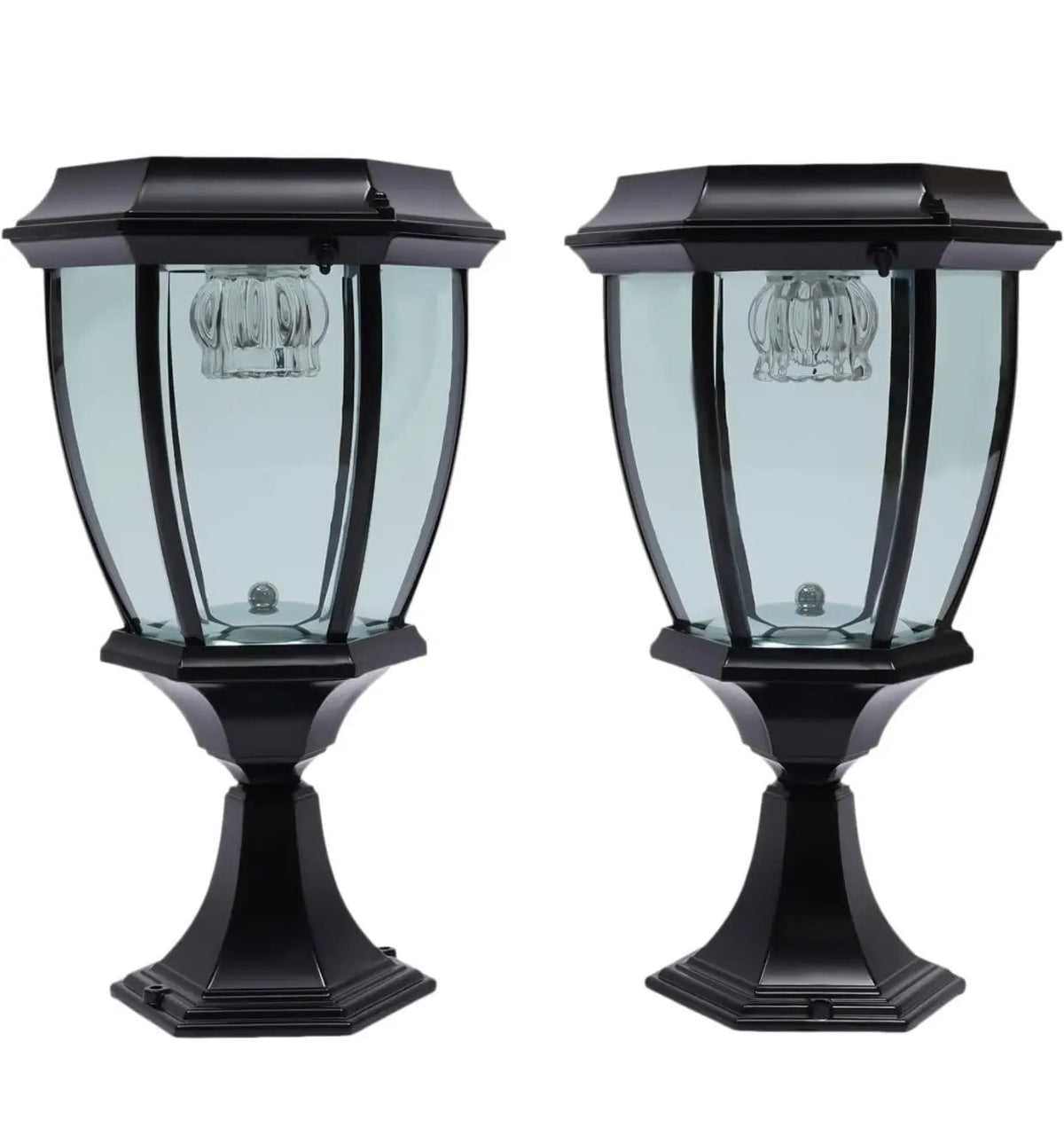 Solar Lamp Post Lights ,Outdoor Aluminum Floor Lamp,Waterproof Solar Powered Street Lights for Garden, Pathway, Driveway, Front/ Back Door, Warm White Solar Post Light,Replaceable Bulb(2 Pack) by Outdoor Solar Outlet