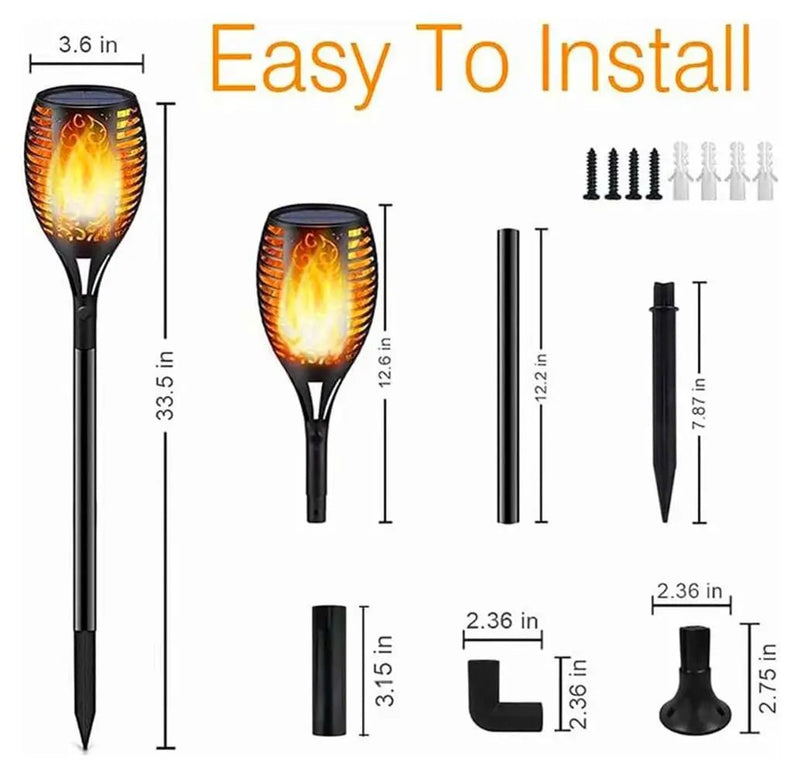 Solar LED Flame Lamp Lawn Flame Flickering Torch Light Outdoor Fire 96 LED Lights 4 Pack by Outdoor Solar Outlet