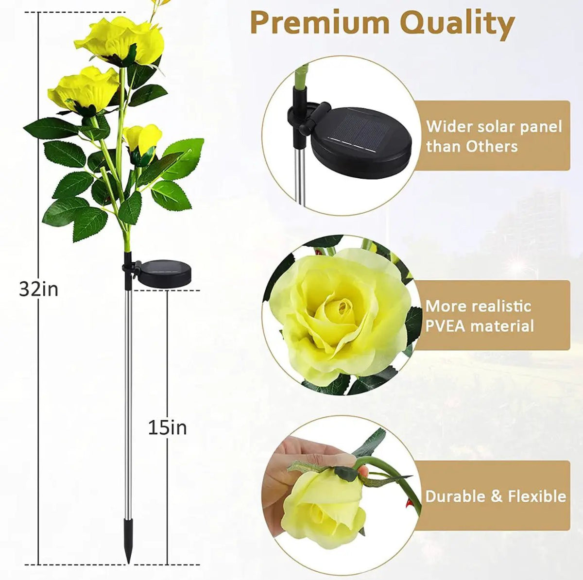 Solar LED Rose Flower Light (2 Pack) by Outdoor Solar Outlet