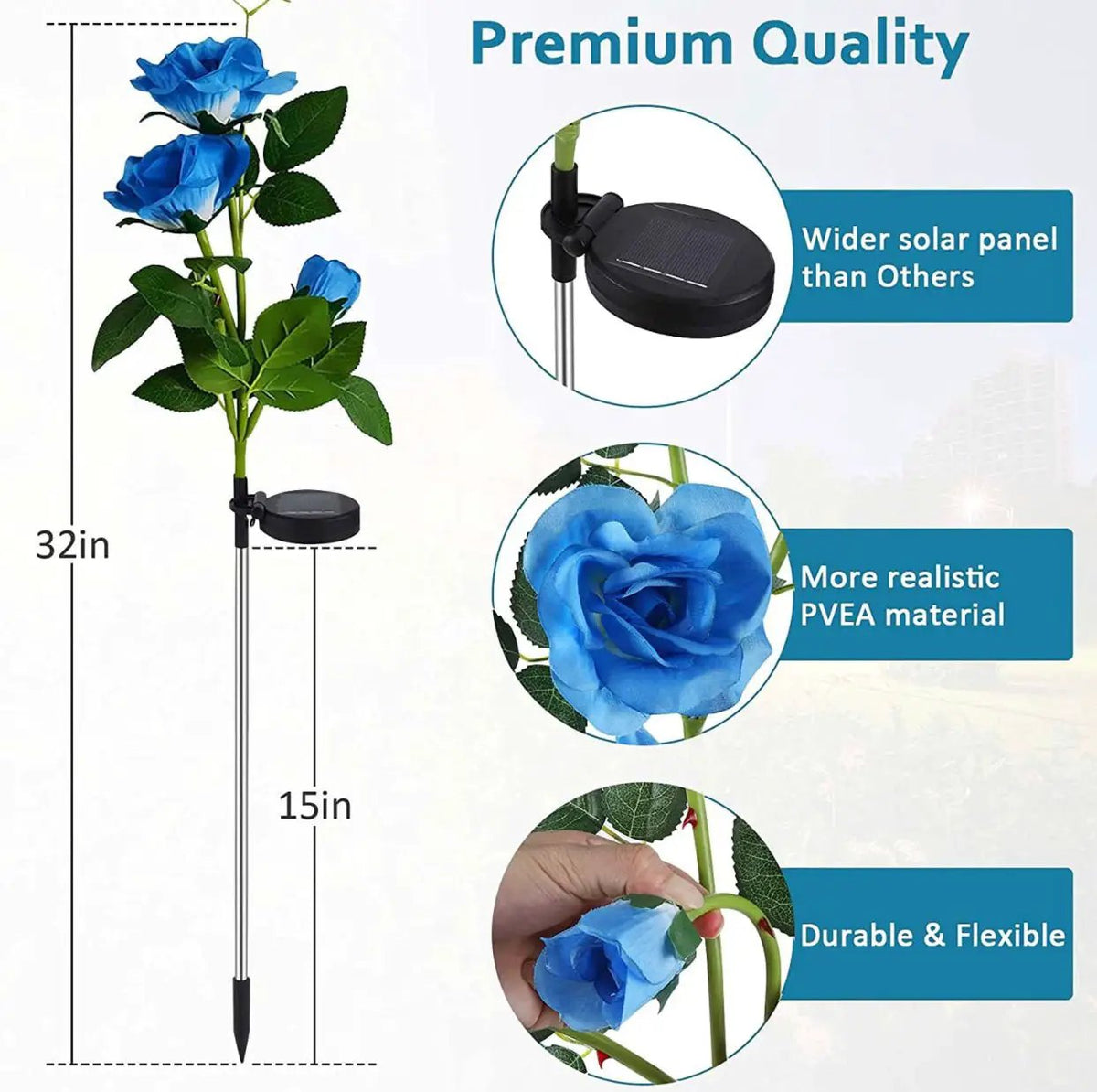 Solar LED Rose Flower Light (2 Pack) by Outdoor Solar Outlet