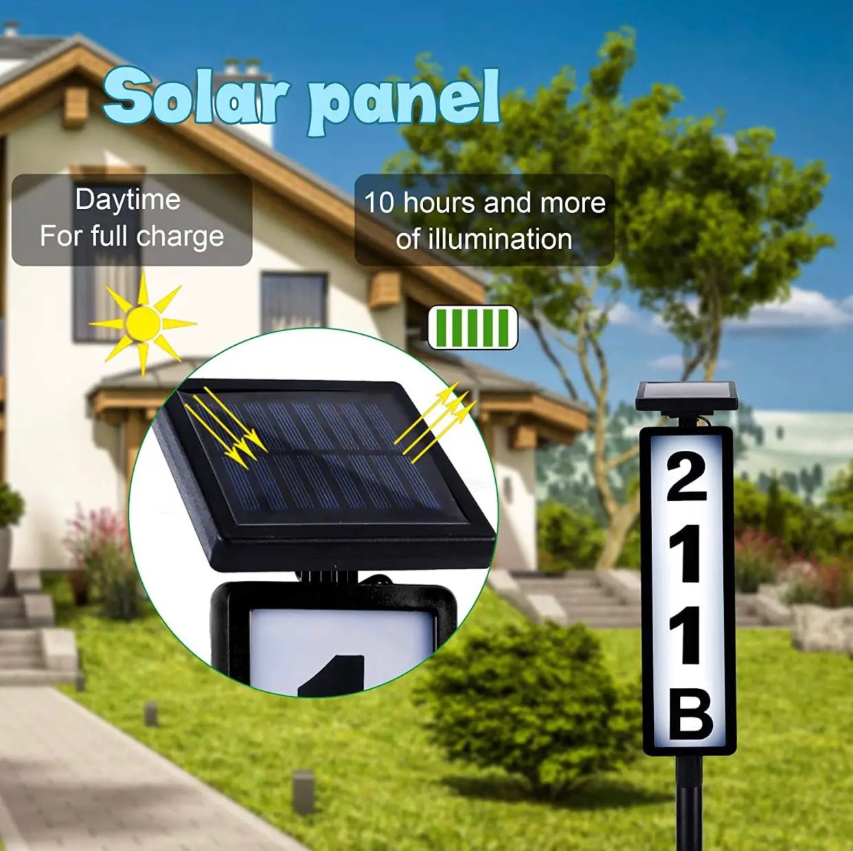 Solar Lighted House Address Numbers Sign,25 Lumen Five Digit by Outdoor Solar Outlet
