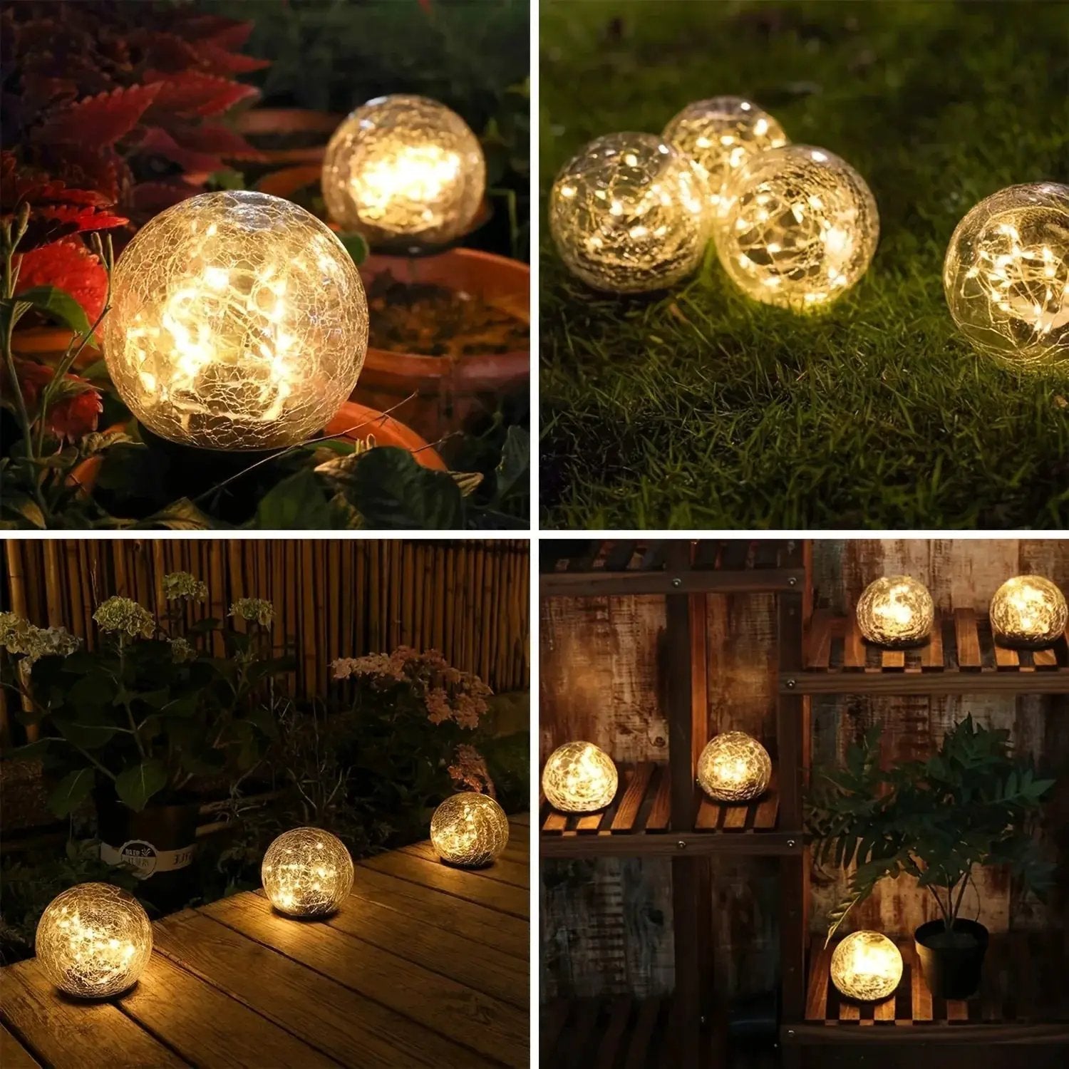 Solar Powered Garden Lights Set of 4 Outdoor Landscape Decor by House Of Avana