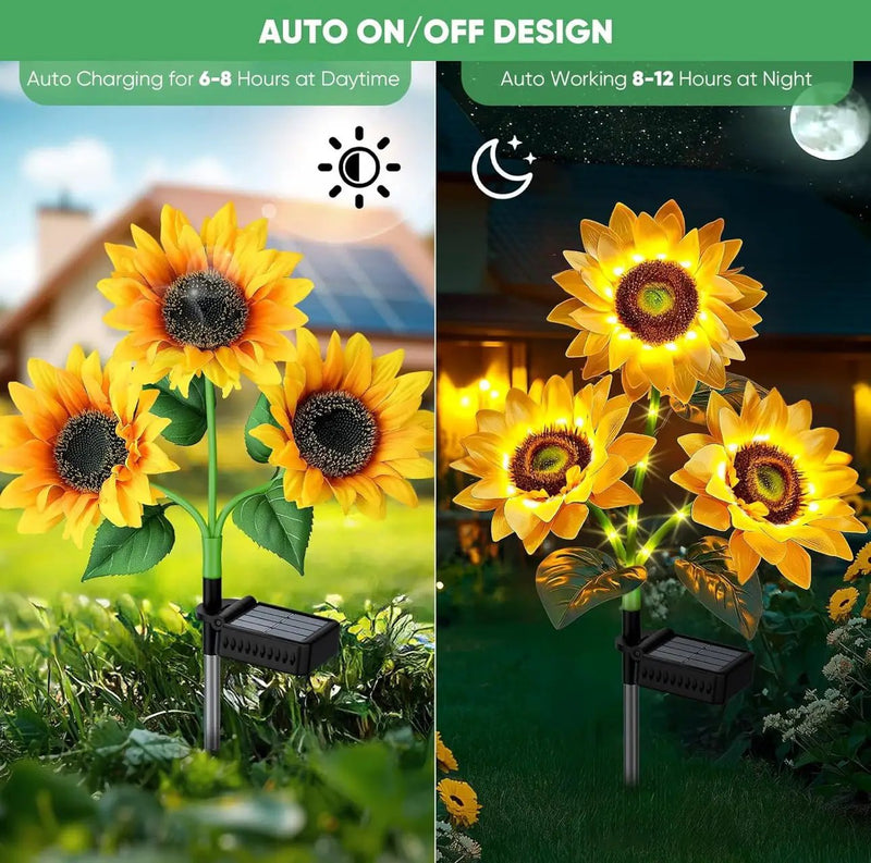 Solar Sunflower Lights 3 Pack with 9 Sunflower Lights by Outdoor Solar Outlet