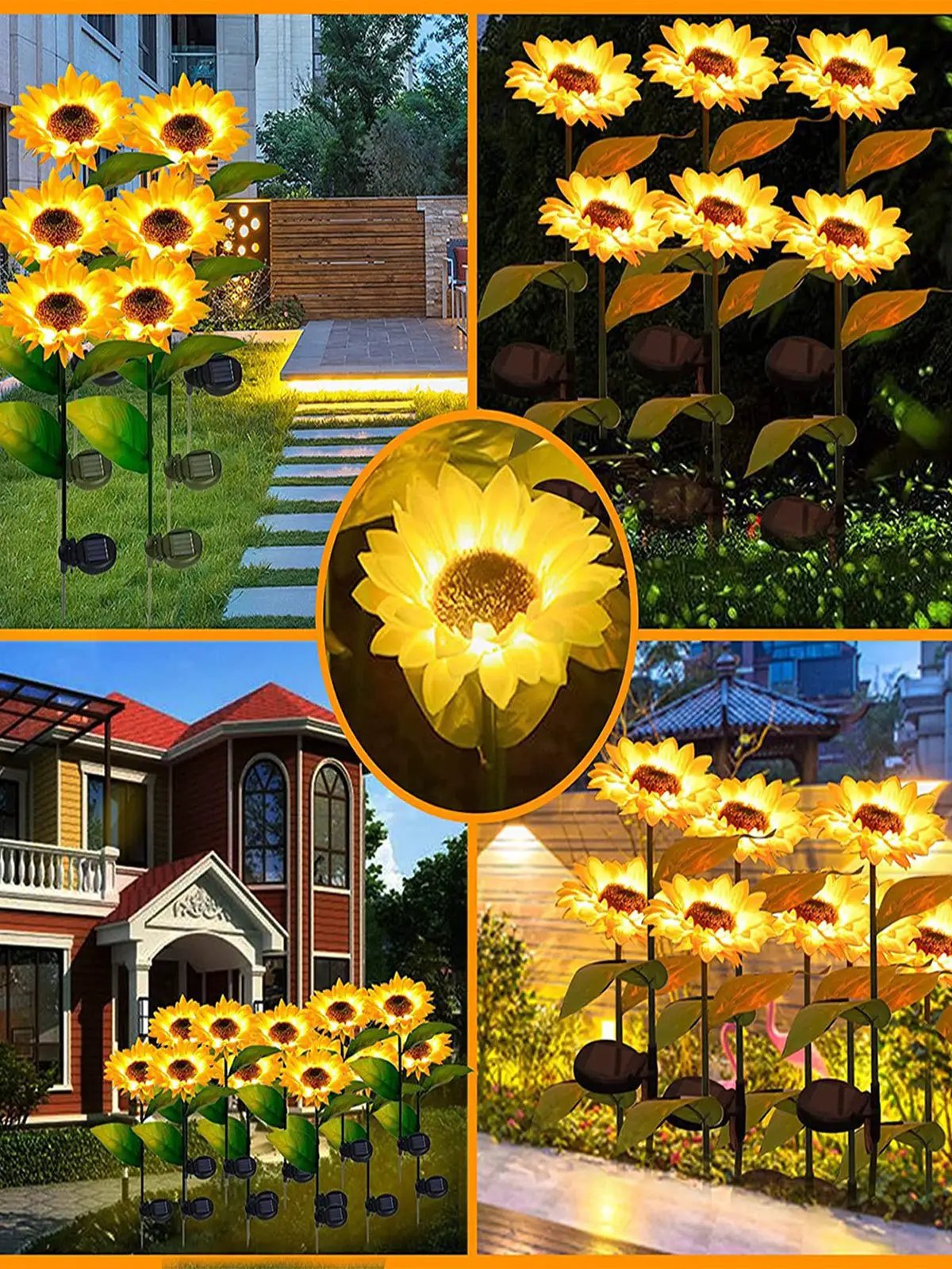 Solar Sunflower Lights 3 Pack with 9 Sunflower Lights by Outdoor Solar Outlet