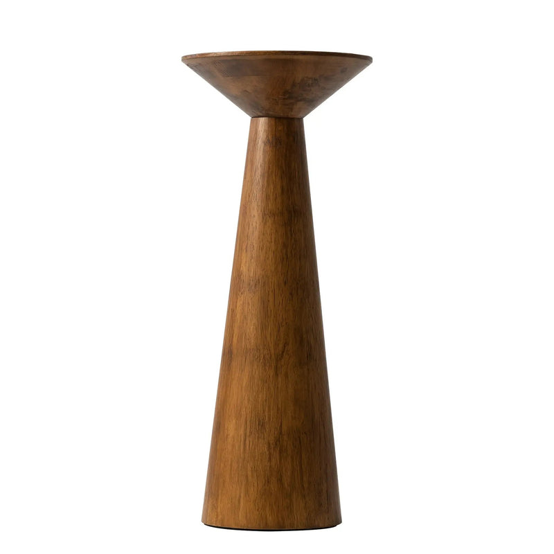 Solid Wood Modern Farmhouse Tall Pedestal End Table with Round Top - Lightweight Sturdy Indoor/Outdoor Accent Table, Walnut Finish, Compact Round Drink Table for Patio, Living Room, Bedroom, Small Space - Durable Wood Constru by House Of Avana