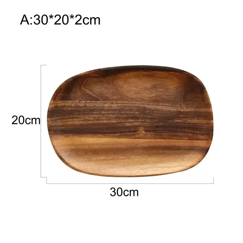 Solid Wood Oval Serving Tray with Irregular Shape for Fruit and Bread by House Of Avana