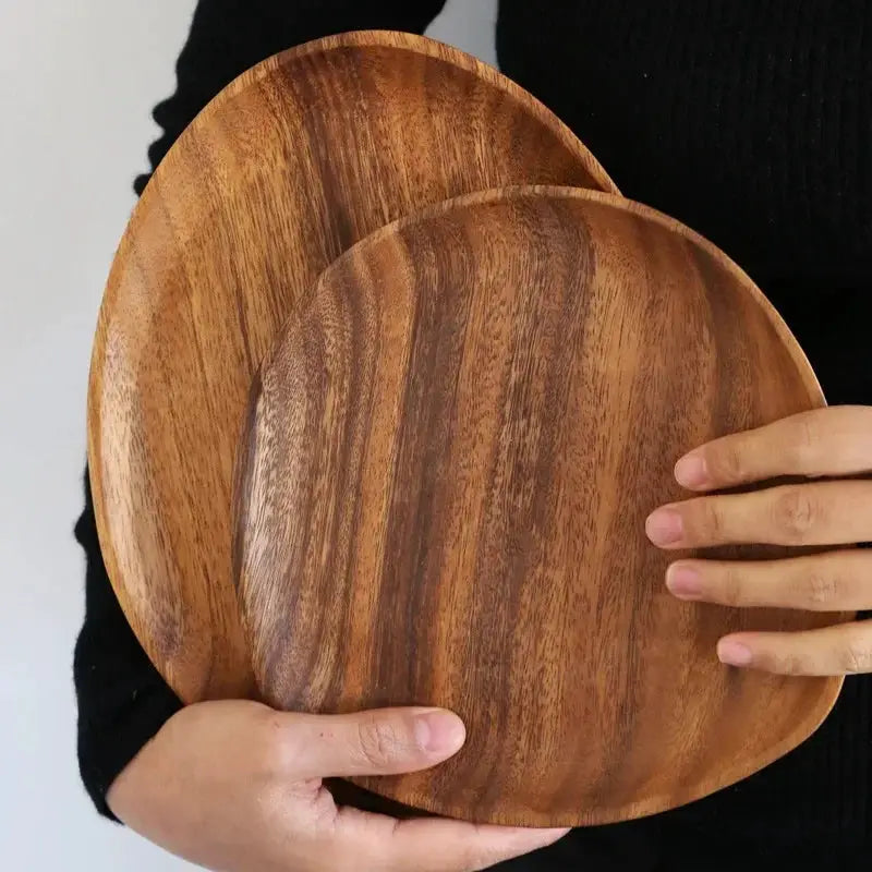 Solid Wood Oval Serving Tray with Irregular Shape for Fruit and Bread by House Of Avana