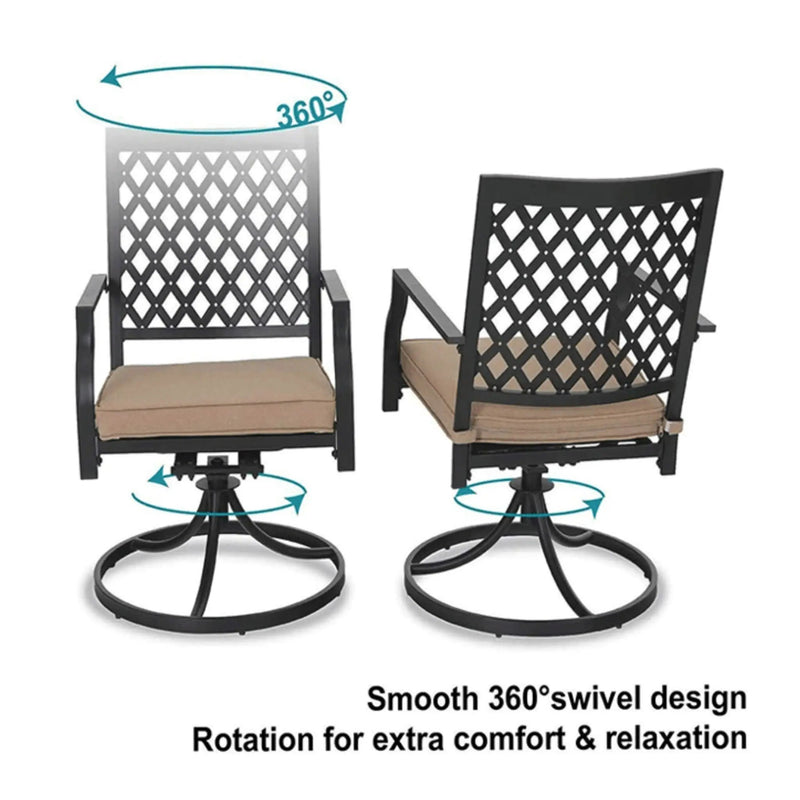 Sophia & William Outdoor Gas Fire Pit Table Set W/ Cushioned Swivel Dining Chairs, 5PCS (SAK63872) by SAKSBY WHOLESALE