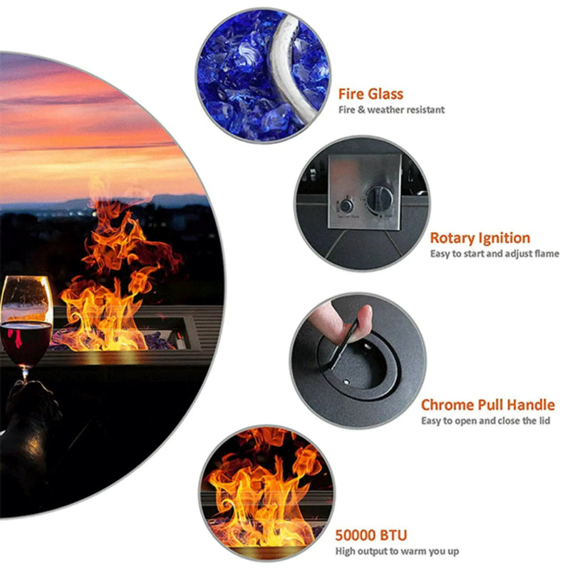 Sophia & William Outdoor Gas Fire Pit Table Set W/ Cushioned Swivel Dining Chairs, 5PCS (SAK63872) by SAKSBY WHOLESALE