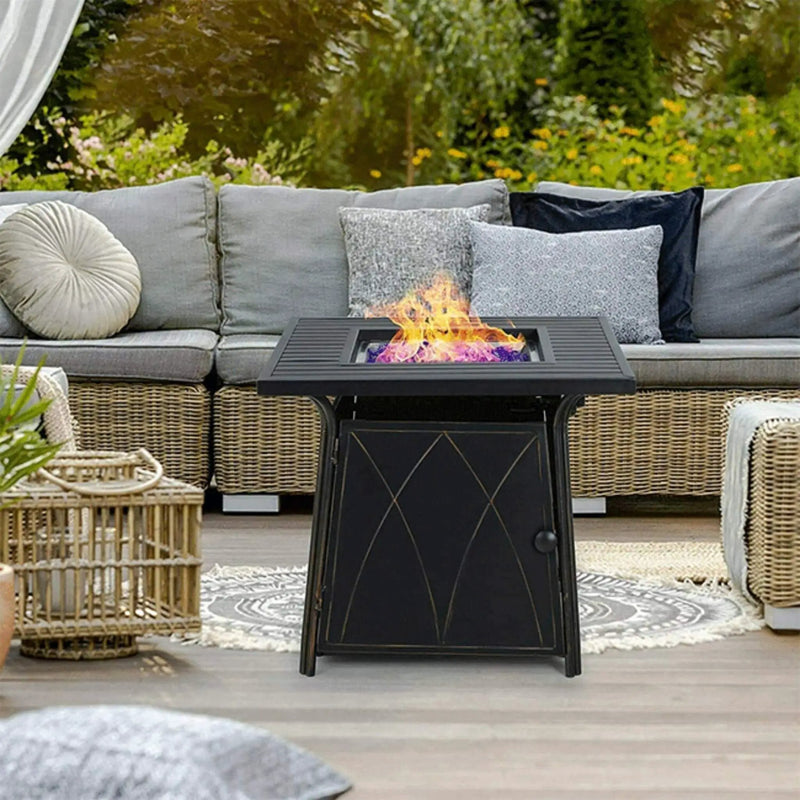 Sophia & William Outdoor Gas Fire Pit Table Set W/ Cushioned Swivel Dining Chairs, 5PCS (SAK63872) by SAKSBY WHOLESALE