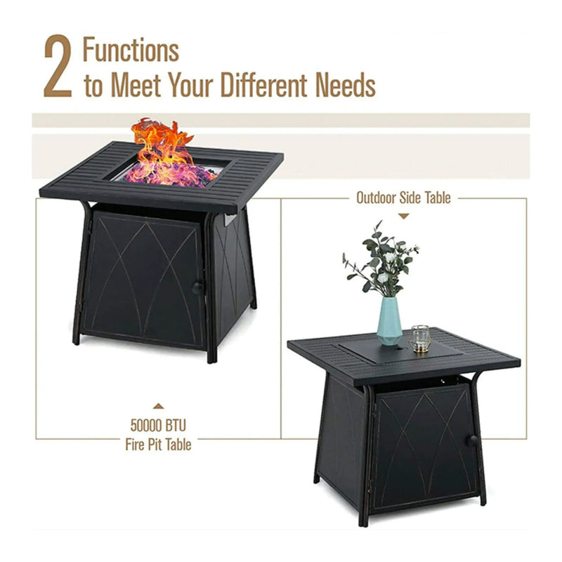 Sophia & William Outdoor Gas Fire Pit Table Set W/ Cushioned Swivel Dining Chairs, 5PCS (SAK63872) by SAKSBY WHOLESALE