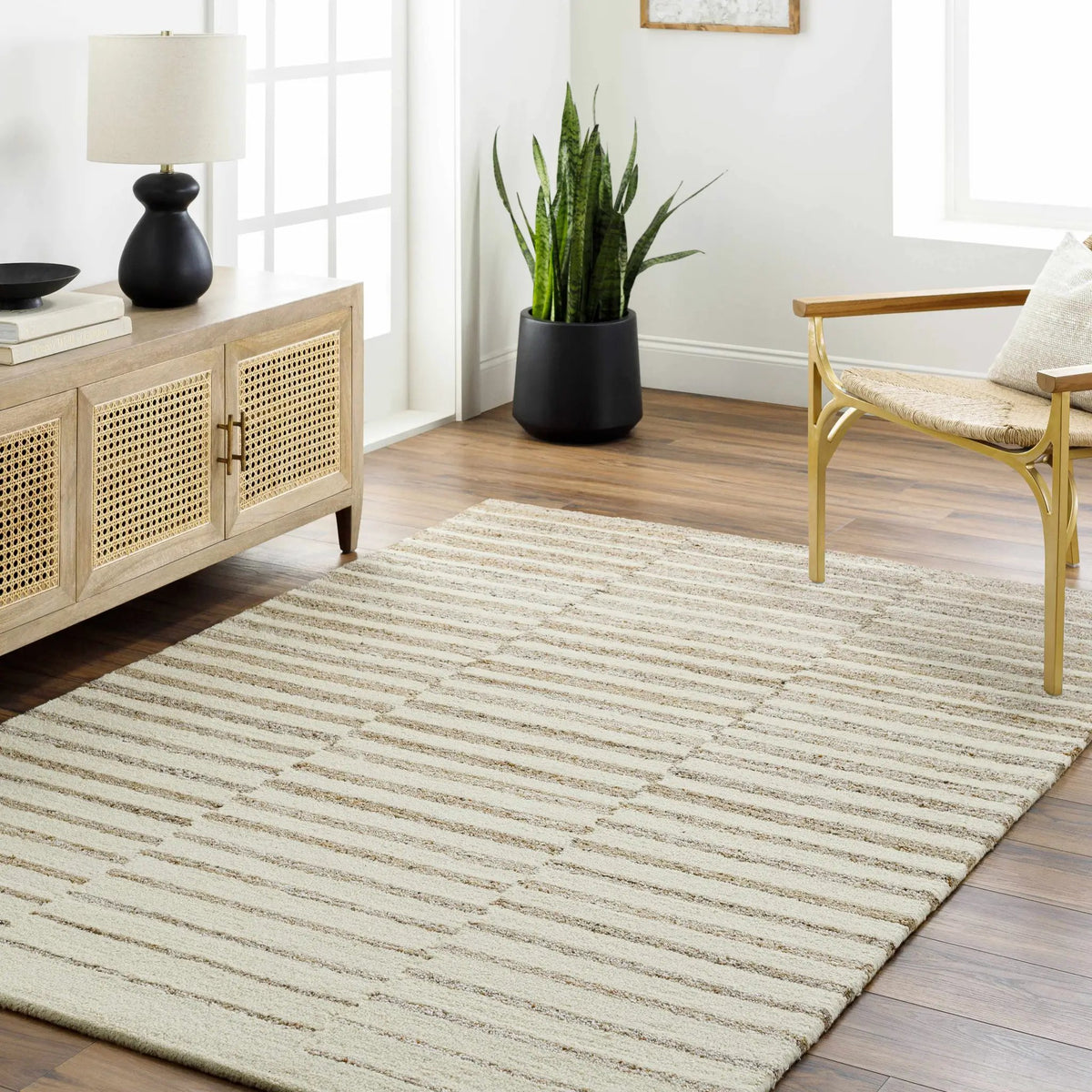 Gawel Brown Area Rug, installed in a room