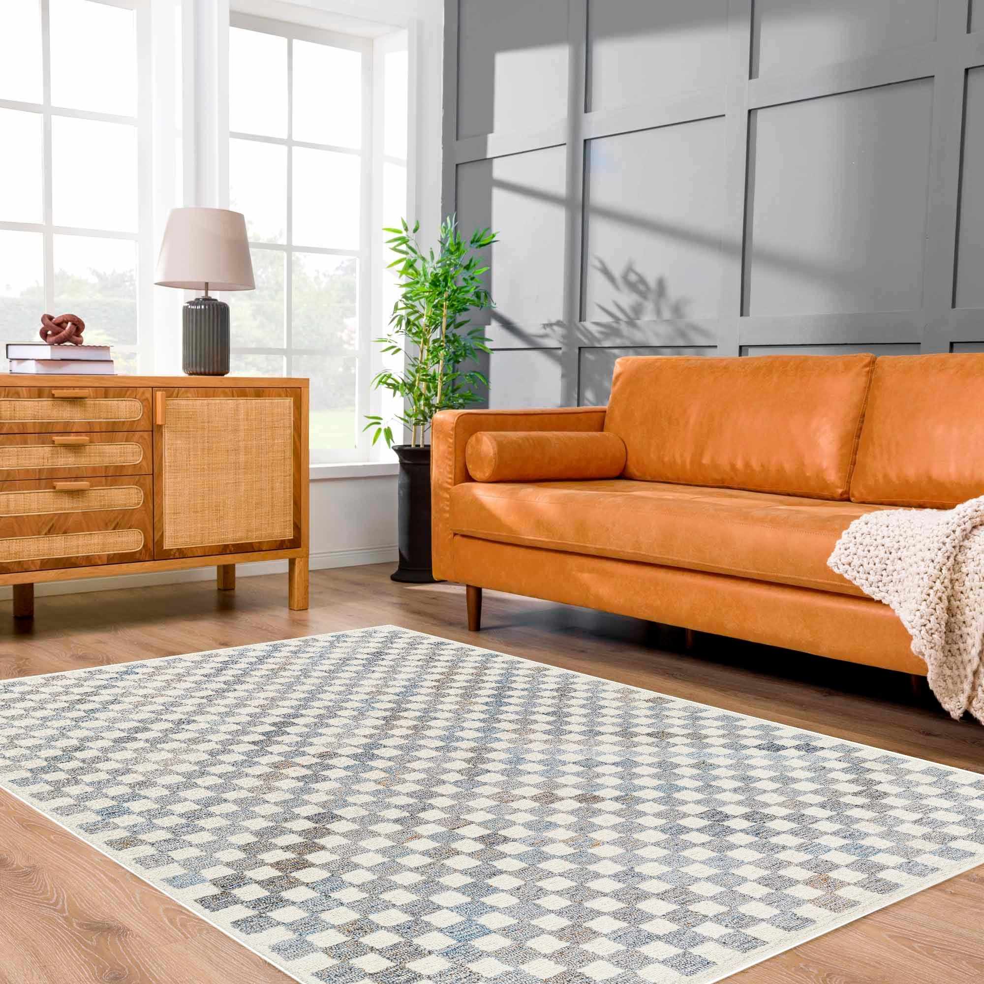 Halen Gray Checkered Area Rug by Boutique Rugs