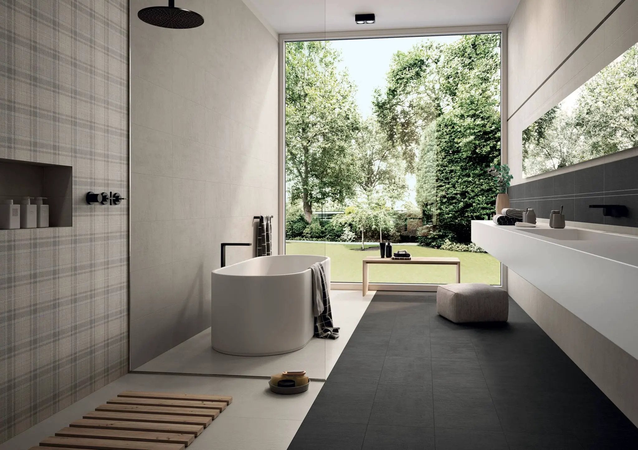 Soul Dw Dark Silk Fabric Look Porcelain Tiles 12x24 by landmarkceramics