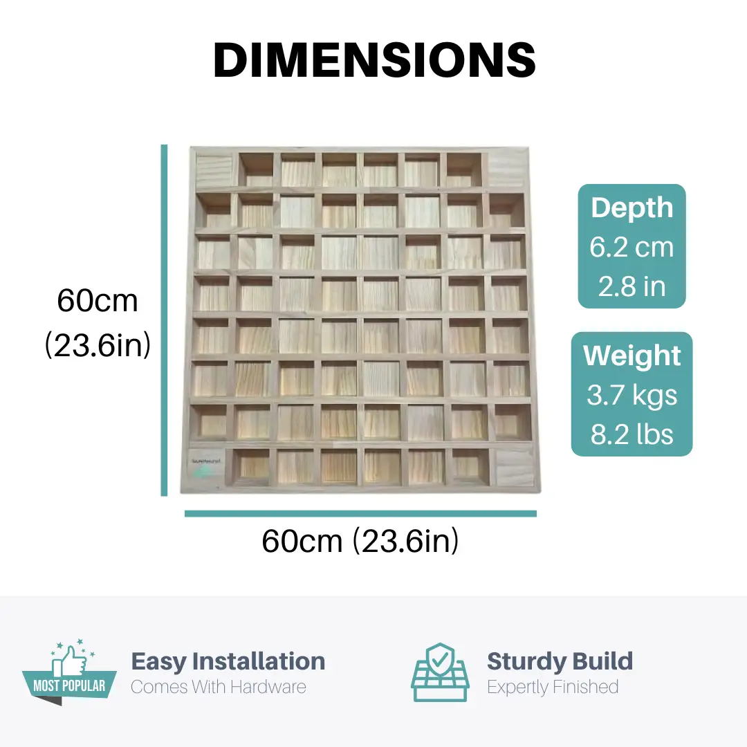 Pine Wood Acoustic Diffuser - Wooden Acoustic Diffusion Panel For Sound Scattering, dimensions drawing