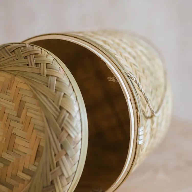 Southeast Asia Round Bamboo Tea Box Jar by RusticReach